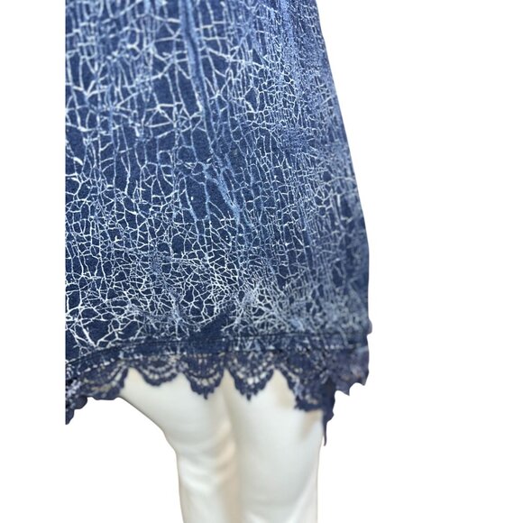 (5 for $25)Ethereal Los Angeles Lace Inset 3/4 Blouse in Blue Size Small - Picture 8 of 9